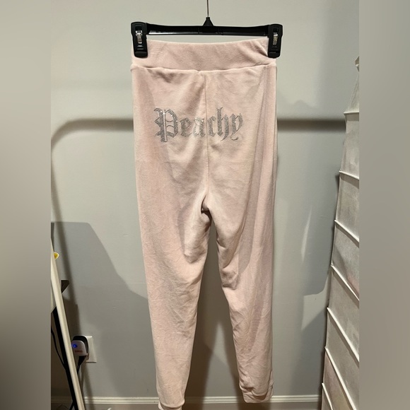 Meshki 2000s Limited Edition Pink Rhinestone Letter Fitted Velour Joggers - Picture 1 of 5